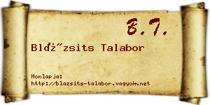 Blázsits Talabor névjegykártya